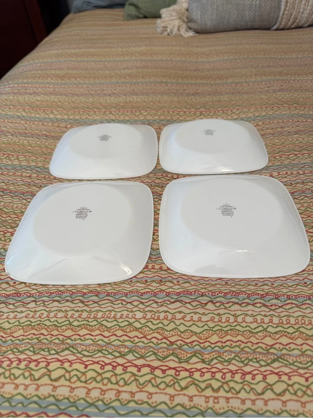 ✨ Vintage Corelle Pure White 6.5” Square Appetizer Plates - Set of 4